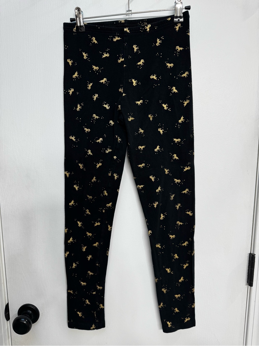 Old Navy Black Leggings with Gold Unicorn Accents